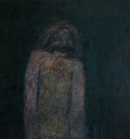 Varvara Liakounakou, Untitled, 2018, oil and oil pastels on canvas, 150x140cm