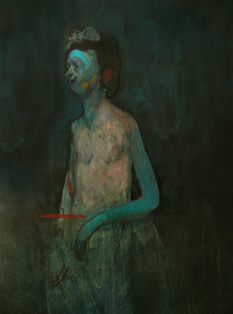 Andreas Ragnar Kassapis, Sunday's Swim, 2010, Oil on wooden panel, 50x70cm