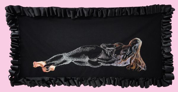 Konstantinos Ladianos, Mirror II, 2017, embroidery on fabric, 93x47cm