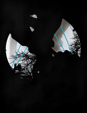 Lefteris Tapas, Untitled (Cave III), 2011, tar and acrylics on cut paper, 79x59cm