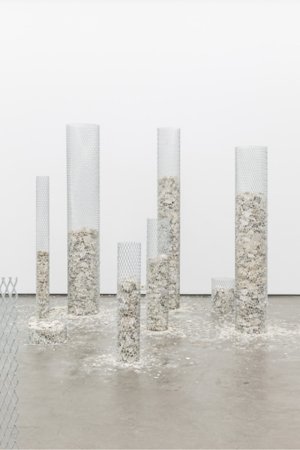 Manolis D. Lemos, Feelings (Columns), 2019, galvanized steel, marble, modular piece, dimensions variable