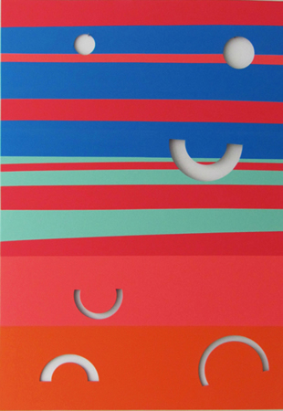 Tula Plumi, Untitled, Lines and circles series, 2012, spray paint on metal sheet, 70x100cm