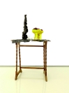 Nikos Tranos, Prize, 2010, porcelain, glazed ceramic and home furniture, fresh fruit, 96x33x45cm