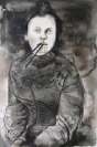 Marianna Ignataki, Woman with chopsticks, 2014, 52x36cm, watercolor and pencil on paper