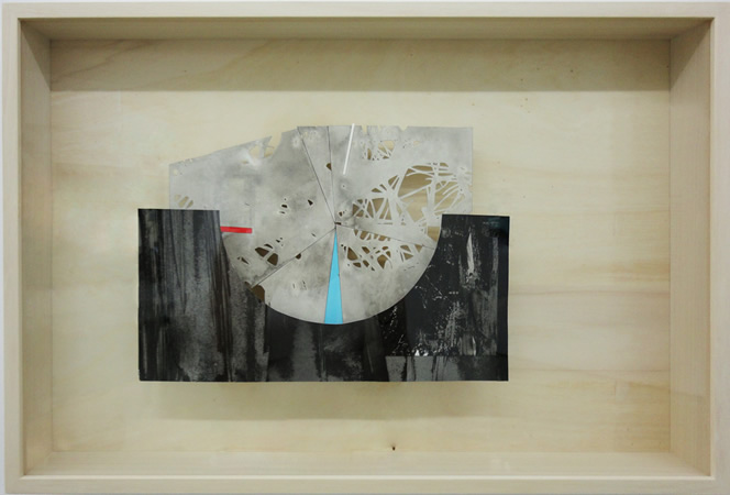 Lefteris Tapas, Diorama II, 2013, Assemblage with ink, acrylics and graphite on cut paper, 63x43x7cm