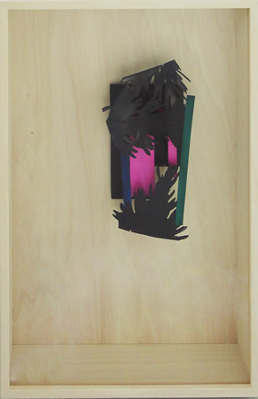 Lefteris Tapas, Diorama III, 2013, Assemblage with ink, acrylics and graphite on cut paper, 43x63x7cm