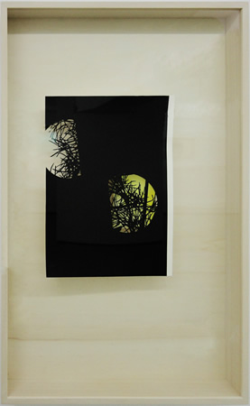 Lefteris Tapas, Moon II, 2013, Assemblage with ink, acrylics and graphite on cut paper, 83x53x7cm