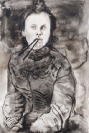 Marianna Ignataki, Woman With Chopsticks, 2014, watercolor and pencil on paper, 52x36cm